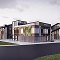 Modern Commercial Street Featuring Glass Facade Retail Shops And Outdoor Spaces
