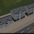 Two Story Detached Villa With White Exterior Dark Roof Multiple Windows Front Driveway And Trees