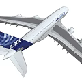 Airbus A380 Aircraft With White Fuselage Blue Tail And Four Engines