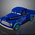 Vintage Blue Cartoon Truck With Flame Decals Blue Wheels And Character Eyes