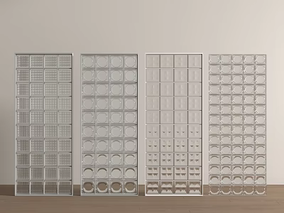 Modern Interior Transparent Room Dividers With Grid And Circular Patterns Design 3d model