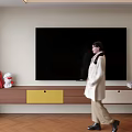 Modern Wall Mounted Color Block Floating TV Cabinet With Storage For Cozy Living Room