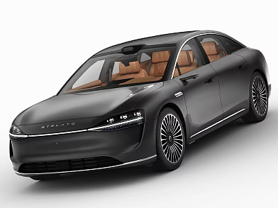 Black Kreator Electric Car With Sleek Body Brown Leather Seats And Alloy Wheels 3d model