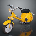 Classic Yellow Motorcycle With Black Seat Round Headlight Side Logo And Retro Style