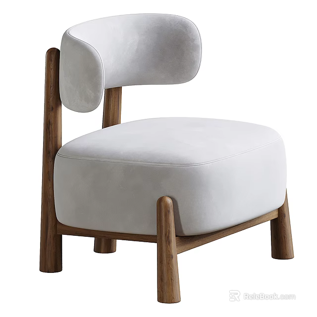 Light Gray Upholstered Single Sofa With Solid Wooden Legs And Modern Comfort Design 3d model