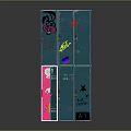 Metal Lockers With Graffiti Art Open Door Pink Interior Smiley Face And Stars Design