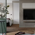 Modern Living And Dining Room Interior With Sofa Dining Table Stylish Lighting And Decor