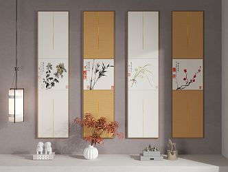 New Chinese Plant Painting Hanging Paintings 3d model