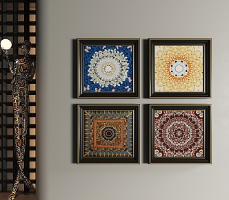 Ethnic style decorative painting combination totem decorative painting high-end picture frame 3d model