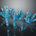 Vibrant Blue Crystalline Branch Formations With Forked Shapes And Dark Reflective Surfaces