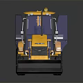 Yellow Construction Loader Model With Front Bucket Enclosed Cab And Reflective Surface 3d model