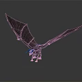 Fantasy Dragon Character with Large Open Wings Dark Scaled Body and Purple Accents