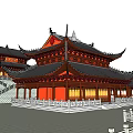 Aerial View of Ancient Chinese Architecture Complex With Traditional Roofs and Courtyards