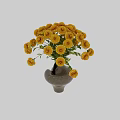 Yellow Flowers Arranged in Brown Ceramic Decorative Vase for Home Decoration