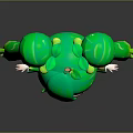 Cute Green Haired Game Character With Double Bun Ponytails And White Green Outfit
