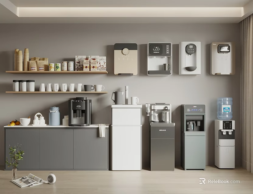 Modern Kitchen Interior Showcasing Essential Household Appliances And Functional Devices 3d model