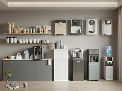 Modern Kitchen Interior Showcasing Essential Household Appliances And Functional Devices 3d model