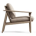 Modern Accent Chair With Wooden Frame And Beige Upholstered Seat Featuring Clean Lines