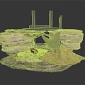Natural Rock Scene Decorative Formation With Metal Frame Mesh Fabric And Stone Platform