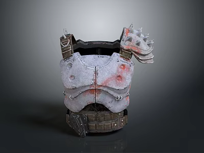 Worn Battle Inspired Armored Vest With Spikes And Red Stains Detail 3d model