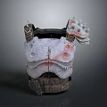 Worn Battle Inspired Armored Vest With Spikes And Red Stains Detail