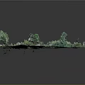 Charming Cartoon Scene With Green Trees Small Houses Winding Paths And Lush Fields