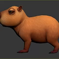 Orange Capybara Creature 3D Rendered as Adorable Cartoon Character with Red Ears Paws