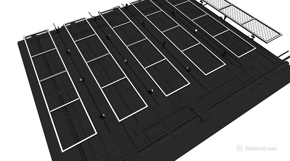 Geometric Ceiling Grid Design With Metal Framework And Suspended Structure Components 3d model 