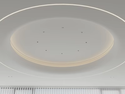 Modern Circular Ceiling Design With Soft Lighting And Embedded Recessed Points 3d model
