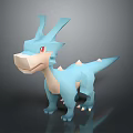 Blue Low Poly Style Dragon 3D Model With Red Eyes And Spiked Back 3d model