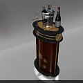 Decorative Wooden Bar Cart With Black Gold Accents Ice Bucket Wine Bottle And Glasses