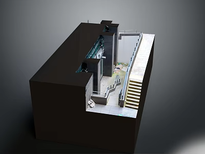 Architectural Section Model With Staircase And Open Interior Space Design 3d model