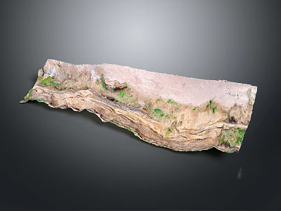 Detailed Geological Profile Model Displaying Rock Layers And Green Vegetation 3d model