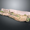 Detailed Geological Profile Model Displaying Rock Layers And Green Vegetation