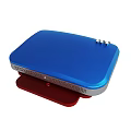 Blue Electronic Device With Gray Sides Cooling Vents And Red Base