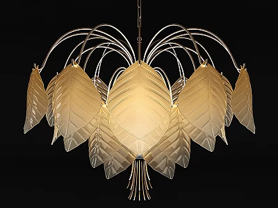 Elegant Modern Leaf Shaped Glass Ceiling Light With Frosted Panels And Illuminated Design 3d model