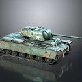 Realistic 3D Render Of Rusty Military Tank With White Star