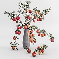 Decorative Vase With Apple Branches And Green Leaves Surrounded By Scattered Apples
