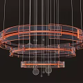 Modern Transparent Circular Ring Chandelier With LED Strips And Hanging Crystals