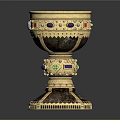 Decorative Ornament Set Featuring Golden Inlaid Gemstones And Elegant Base Design
