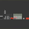 Industrial Equipment Setup With Silver Tanks Metal Frames Green Cabin And Red Machinery