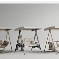 Outdoor Swing Chairs With Various Designs Wooden Frames And Cushioned Seats