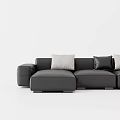 Black Leather Sectional Sofa With Light Colored Cushions In Modern Style 3d model