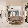 Modern Minimalist Clothing Store Interior With Mannequins Clothing Displays Plants And Arch Design