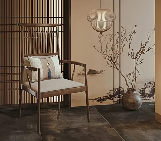 New Chinese Style Chair Master Chair Official Hat Chair 3d model