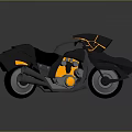 Futuristic Black And Orange Motorcycle With Sleek Streamlined Design And Reflective Surface