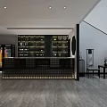 Modern Restaurant Interior Design With Dining Tables Black Chairs Pendant Lights And Bookshelf Backdrop