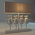 White Ceramic Cow Sculptures in Dancing Pose as Table Lamp Base Decoration