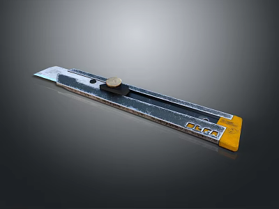 Tactical Weapon With Retractable Metal Blade Yellow Black Handle And Safety Lock 3d model
