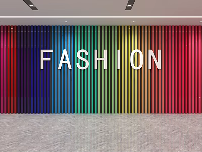 Colorful Vertical Striped Partition With Vibrant Rainbow Colors For Fashion Showroom Interior 3d model